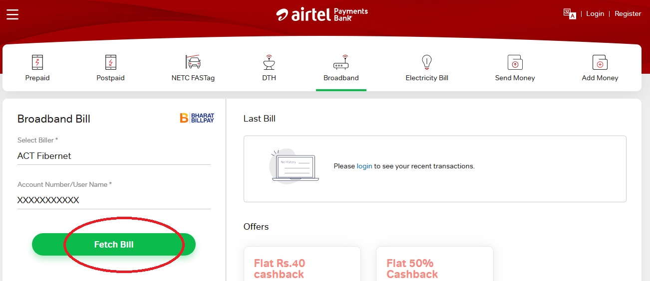 Airtel Payments Bank Pay Broadband Bill Online Status Check 